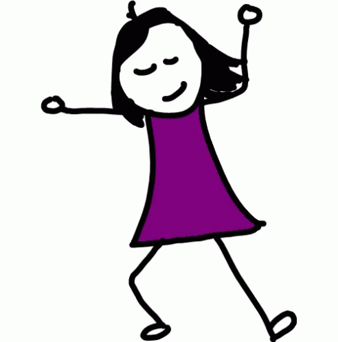 a cartoon sticker girl with her arms up