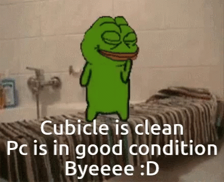 a picture with the words cubicle is clean p is in good condition byee d