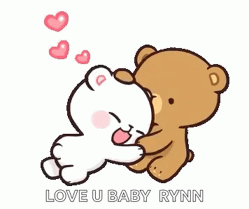 a picture of two teddy bears in the air with words love u baby rynn