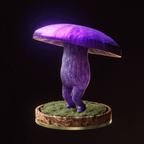 a red mushroom shaped figurine with a pink base