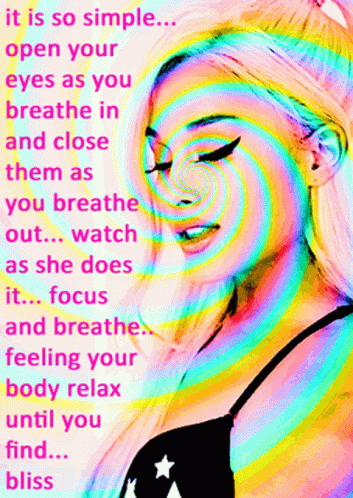 a woman with rainbow hair and a quote
