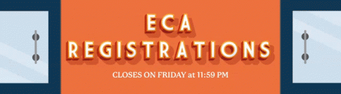 a blue and brown sign that says eca registrations