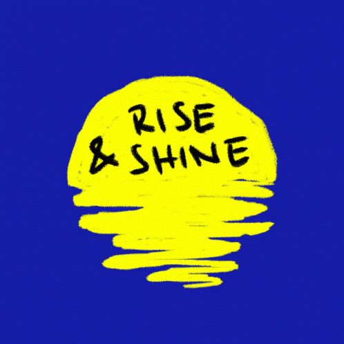 a graphic depicts a ball of paper that reads rise and shine in black ink on top of water