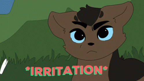 a cartoon of a kitten is next to a sign that says irritation