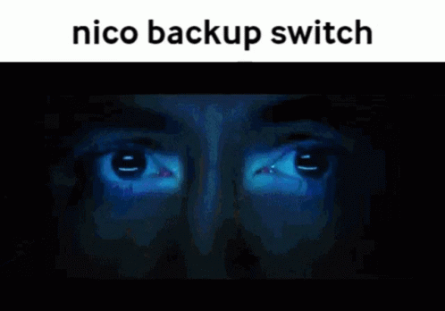 a po of someones eyes with the words nice backup switch in the background