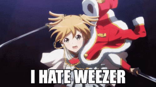 the anime character, i hate weezer is flying
