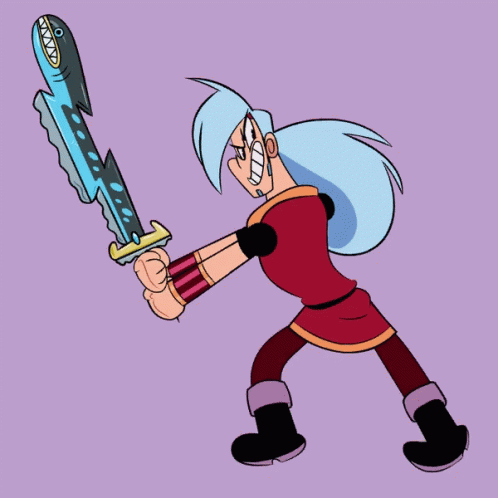 a cartoon character with a giant knife in his hand