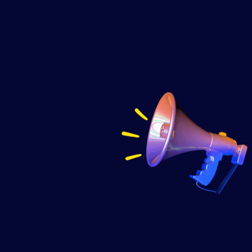 a colorful megaphone on red background with colorful arrows