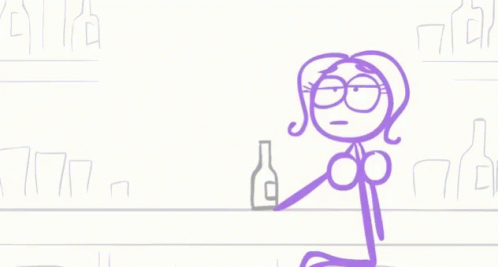 a drawing of a woman in a bar