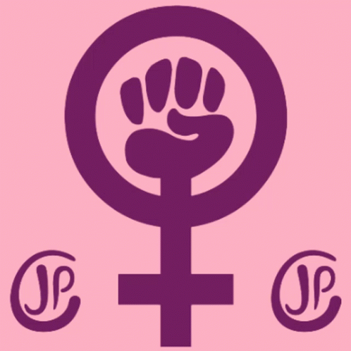 an icon of a feminist symbol in purple with the letter j