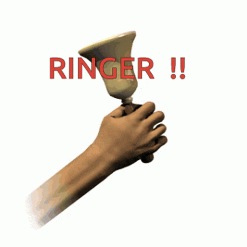 a po of a hand holding an object with the word ringer over it