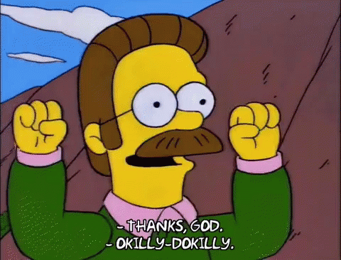 a cartoon of a man holding a mustache with the caption thank god, y dolly