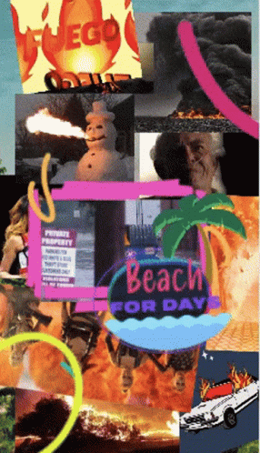 a collage featuring images, logos and logos for beach or day