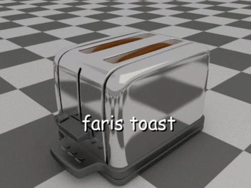 an artistic view of the french toast toaster on a checkered floor