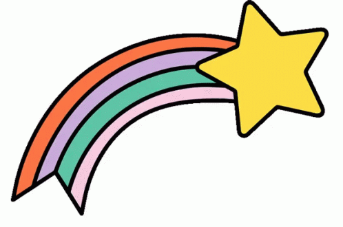 a blue star above a rainbow rainbow outline