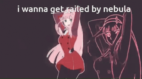 an anime cartoon saying i wanna get ratled by nebula