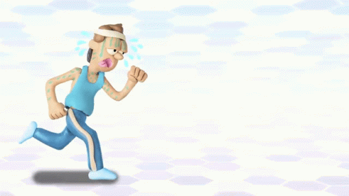 an animated character in a yellow top running