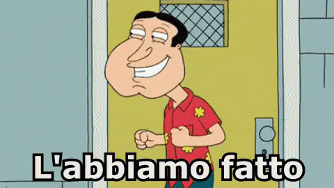 a cartoon character with a mustache and saying,'la abbiano fatto '