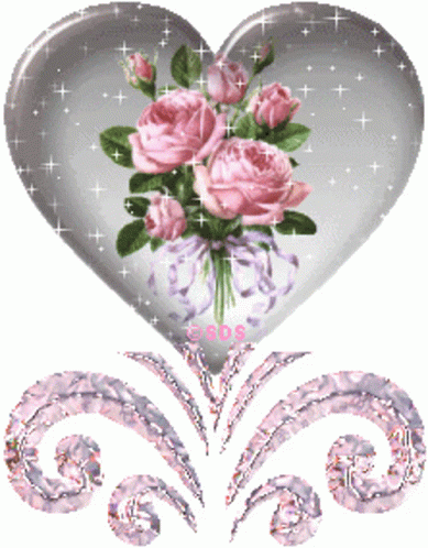 a diamond heart with flowers inside it