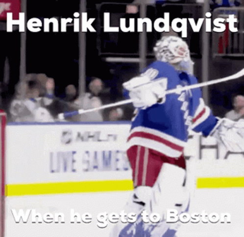 the words henry lundavist is pictured above the image of an ice hockey goalie