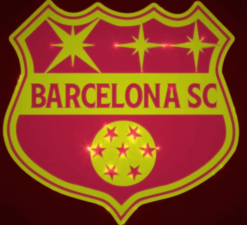 the barcelona sc soccer badge is shown at night