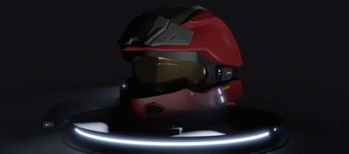 a helmet is illuminated by two lights