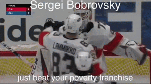 a goalie about to make an effort with the words segrei bobovski