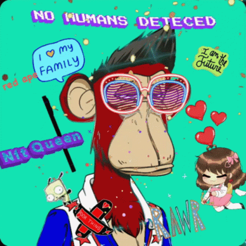 an illustration of a monkey in sunglasses with words all over it