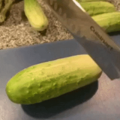 someone is  up their cucumbers out of the package