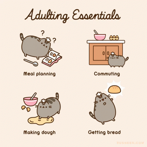 an illustrated cartoon is shown with cats doing various tasks