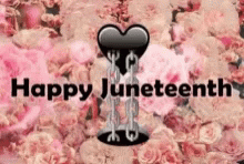 a colorful po with a heart and words happy juneteeth