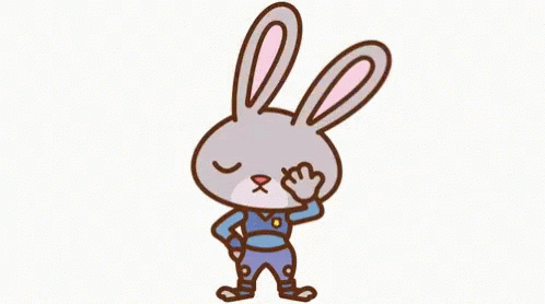 a drawing of a rabbit covering his eyes with a glove