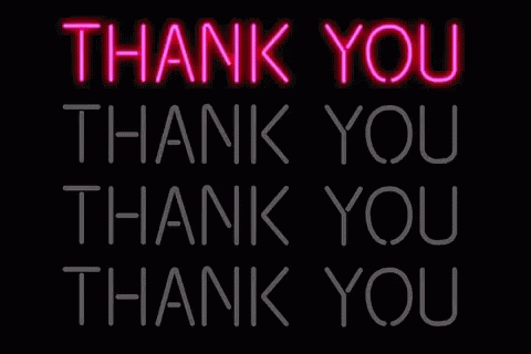 a purple neon sign that says thank you