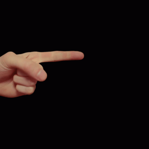 a hand pointing to the right with a black background