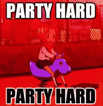 an animated cartoon picture with the caption party hard