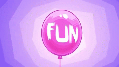a pink balloon with an air ballons written fun on it