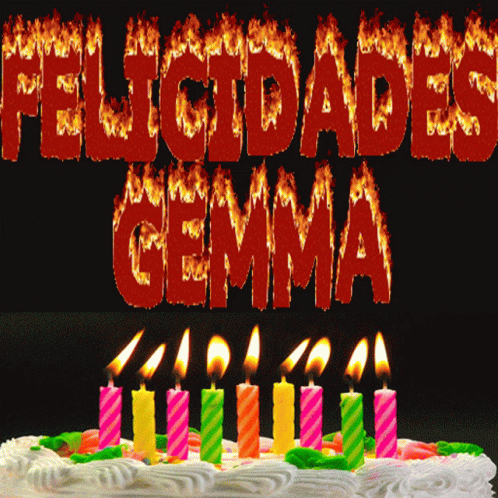 an animated po shows a cake with lit candles