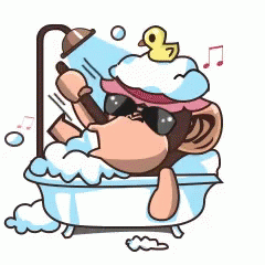 this is an image of a cartoon character in the bathtub