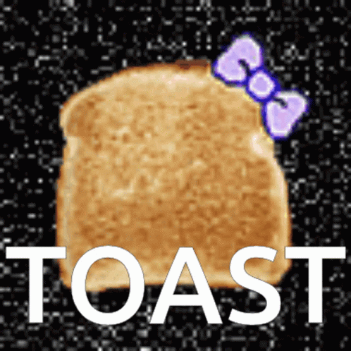 there is a picture of a toast with pink bow