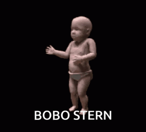 an image of a child in underwear and with text saying bobo stern