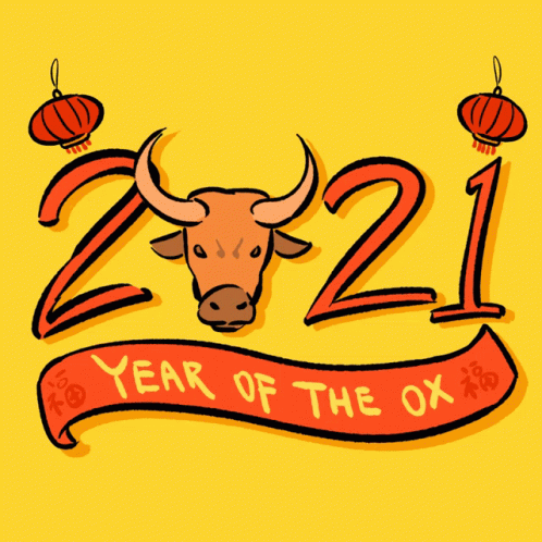 a blue bull with a banner reading'year of the ox 2012 '