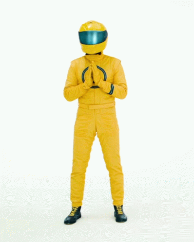 a person in a blue suit and a helmet
