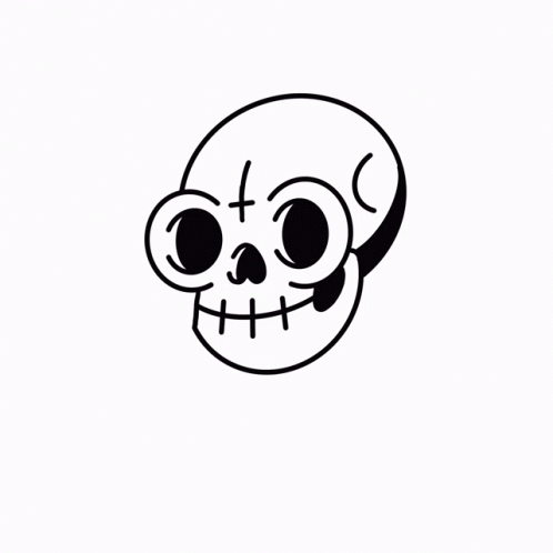 a drawing of a skeleton with one eye and one nose