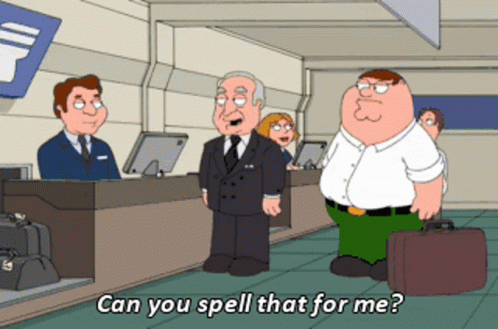 cartoon characters with words on them saying can you spell that orname?