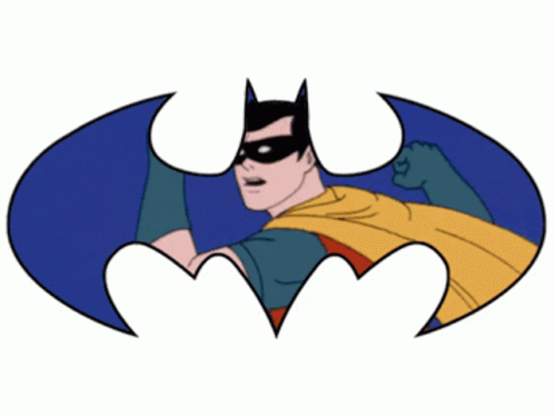 batman, animated, with the bat symbol