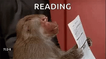 a gorilla is reading an electronic book