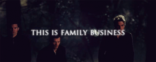 two men stand next to each other in front of a background with the words,'this is family business '