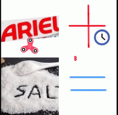 a collage of images of salt and scissors