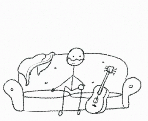 a drawing with a guitar on it that looks like a couch