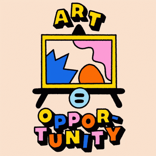 the words art and opportunity are made out of colorful shapes